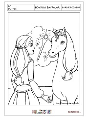 Barbie Pegasus boyama sayfası 3